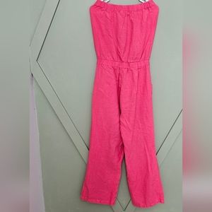 Mariyaab Sleeveless pink Linen Jumper Medium Pockets One-piece